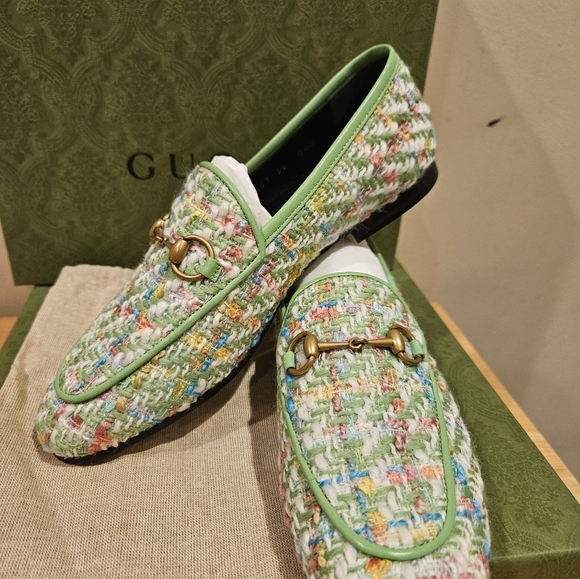 Gucci Jordaan Tweed Horsebit Moccassin Loafers Multicolor Size EU 36 - Picture 7 of 10